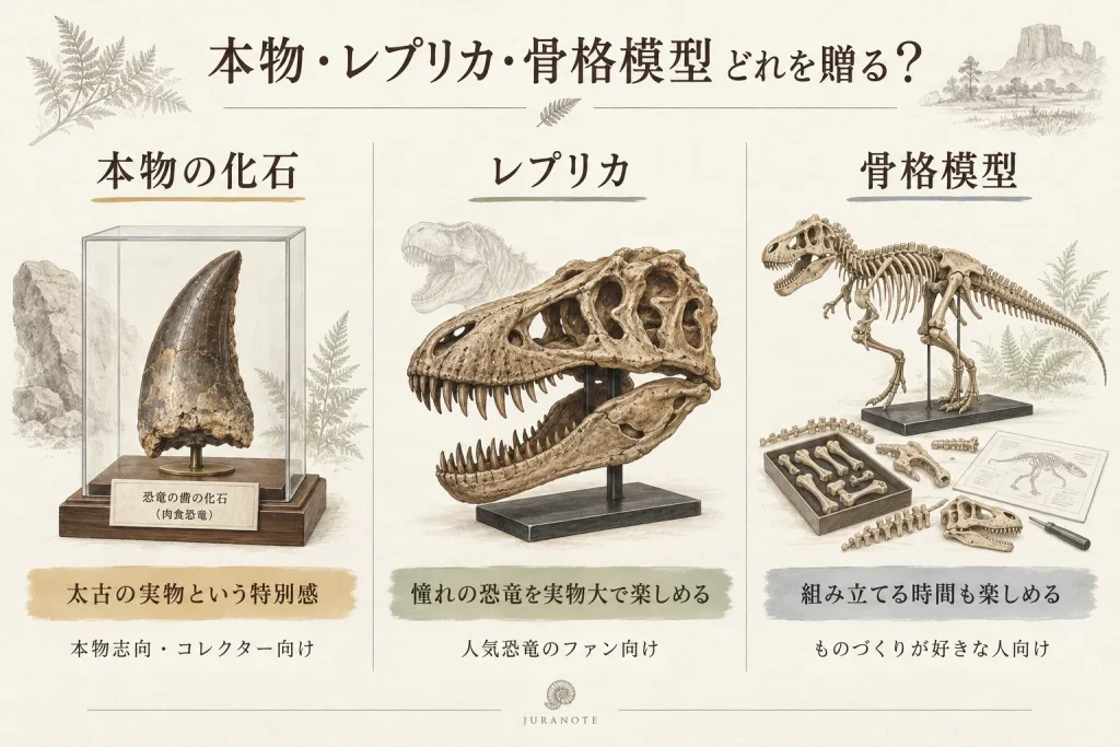 本物の化石・恐竜レプリカ・骨格模型の違いと向いている人