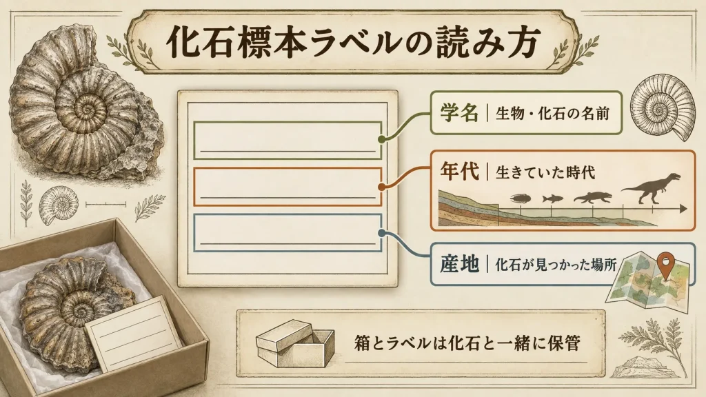 化石標本ラベルに書かれた学名・年代・産地の意味