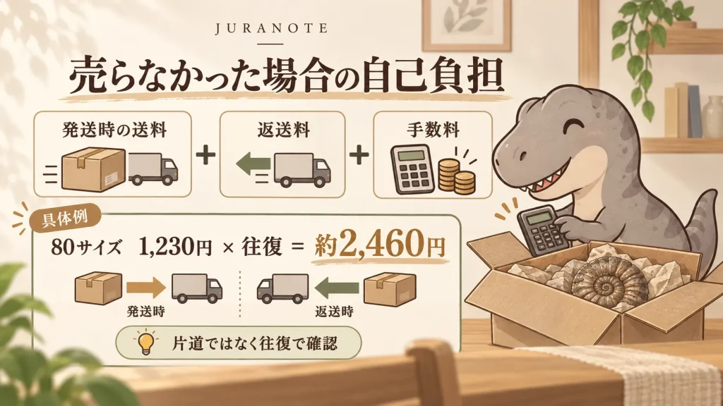 化石宅配査定で売らなかった場合の往復送料と手数料の計算方法