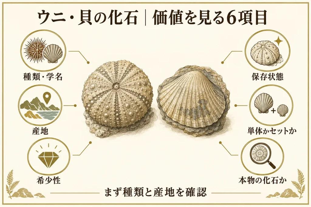ウニと貝の化石の価値を決める種類・産地・希少性・保存状態など6項目
