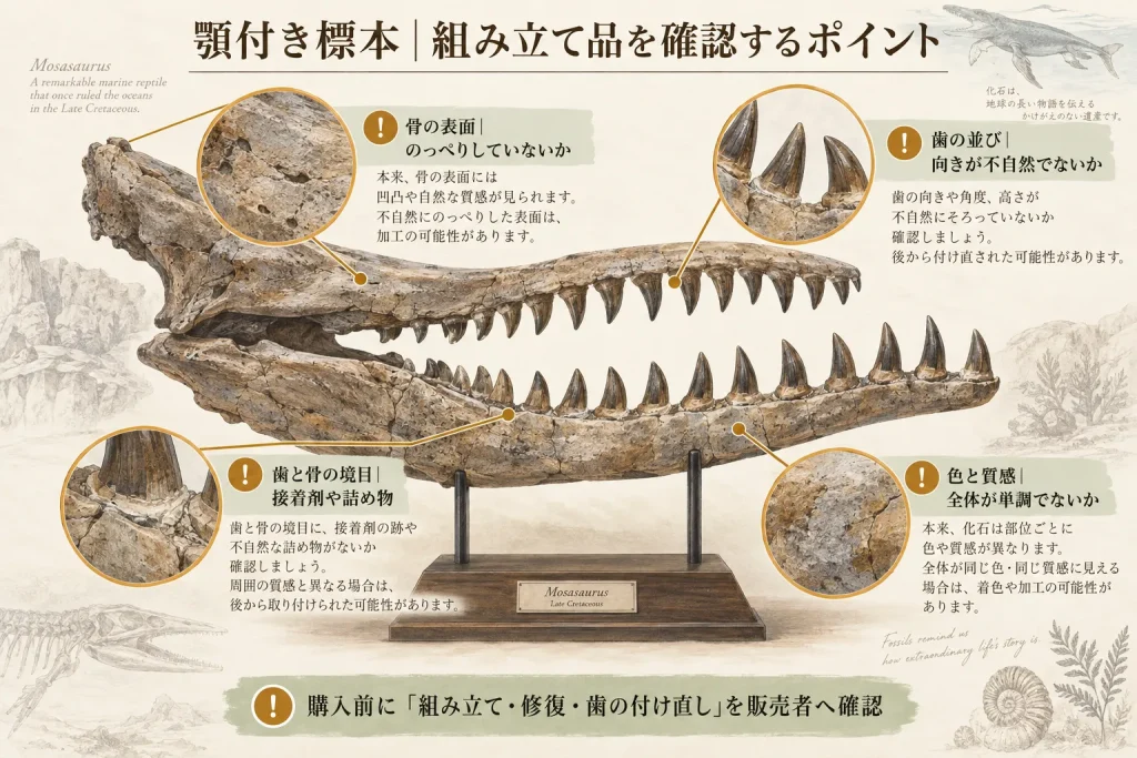 モササウルスの顎付き化石で組み立て・修復を確認する4つのポイント