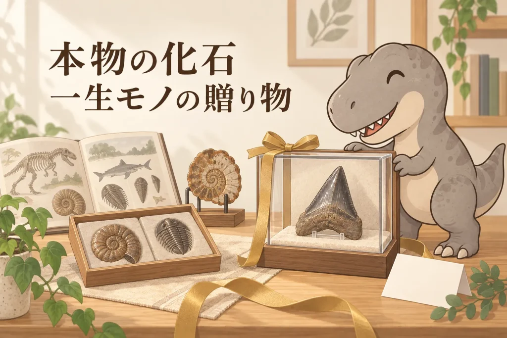 子どもへのプレゼントに適した本物のサメの歯・アンモナイト・三葉虫の化石