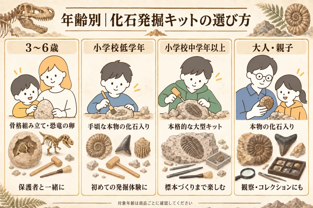 3歳から大人まで年齢別に選ぶ化石発掘キットの目安