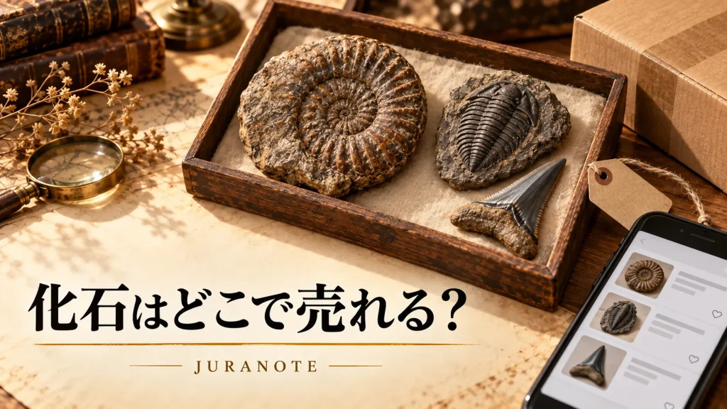 化石専門店・骨董店・フリマ・オークションで化石を売る方法を比較するイメージ